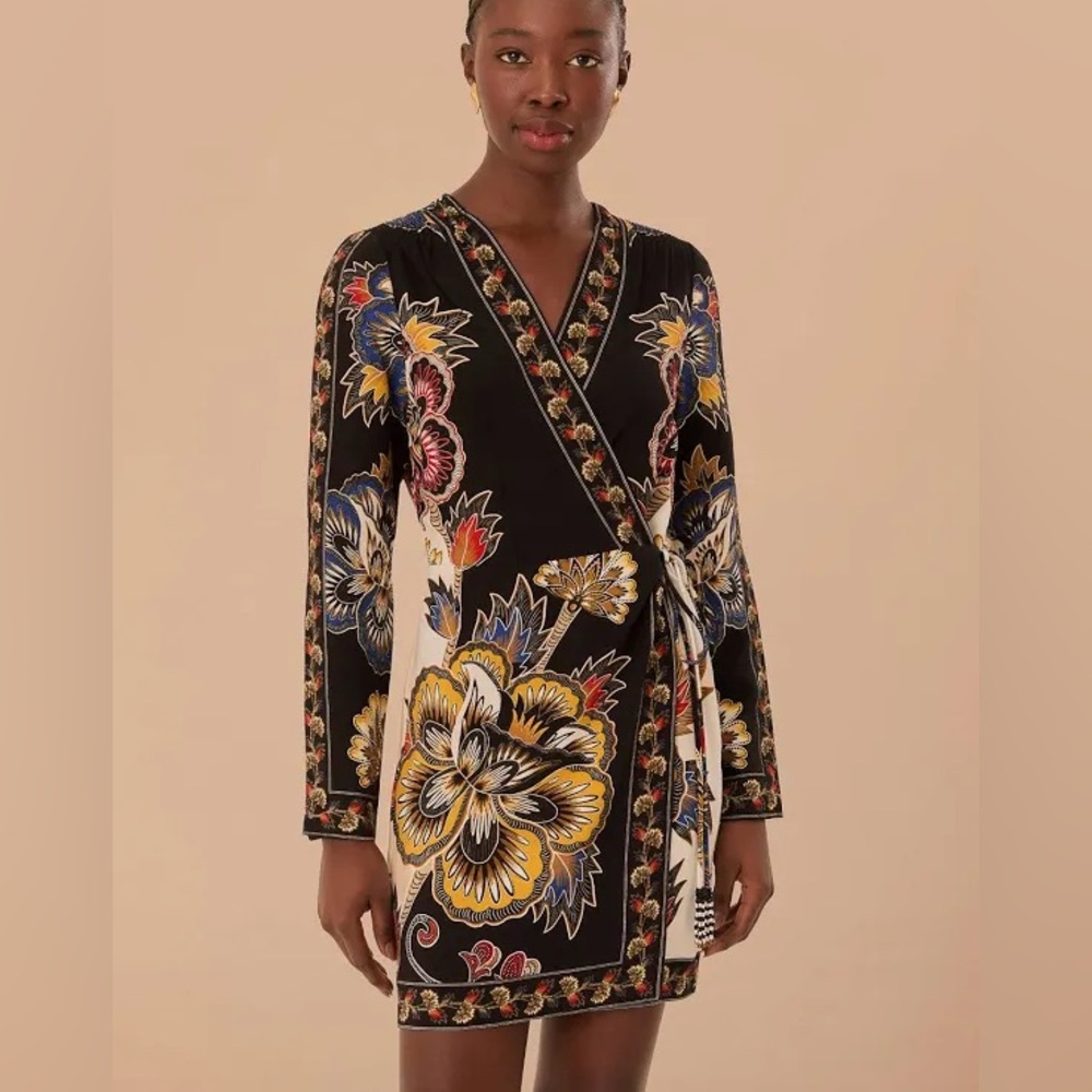 Farm Rio Arabesque Wrap Mini Dress